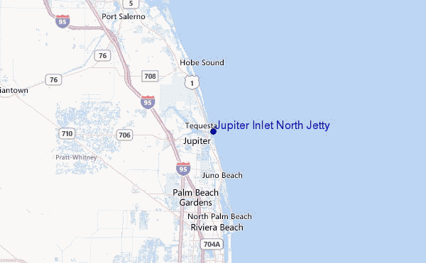 Jupiter Inlet North Jetty Location Map