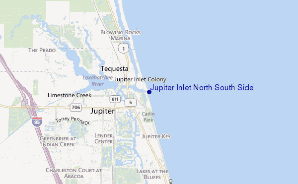 mapa de localização de Jupiter Inlet North South Side