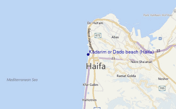 mapa de localização de Kadarim or Dado beach (Haifa)