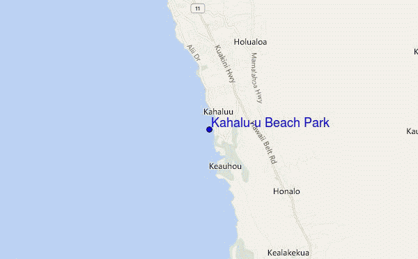 mapa de localização de Kahalu'u Beach Park