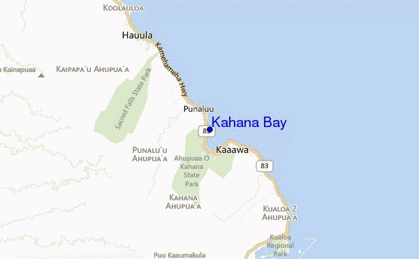 mapa de localização de Kahana Bay