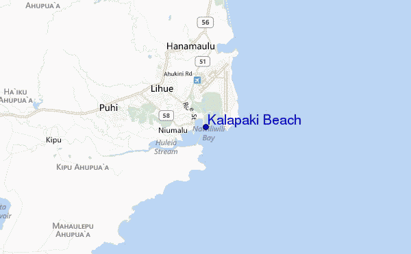 mapa de localização de Kalapaki Beach
