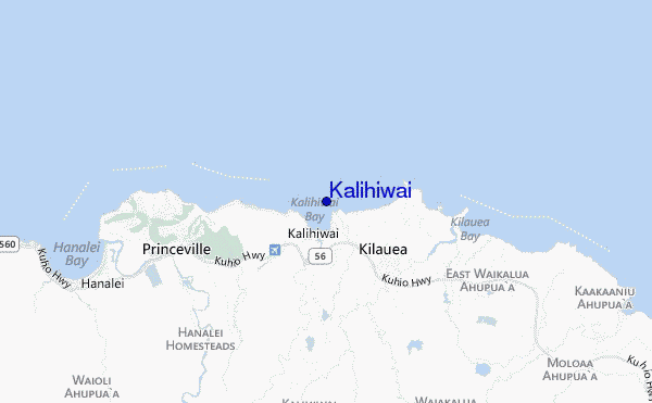 mapa de localização de Kalihiwai