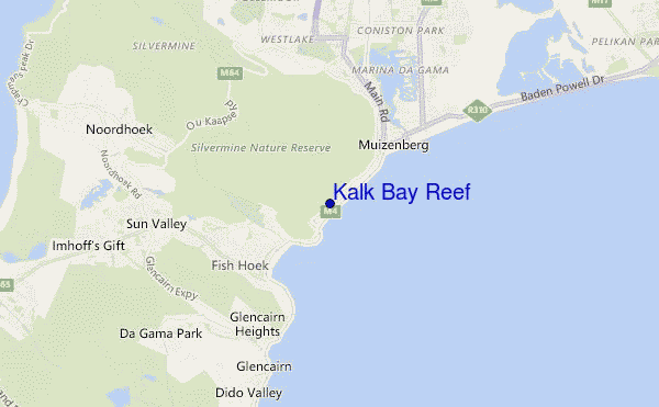 mapa de localização de Kalk Bay Reef