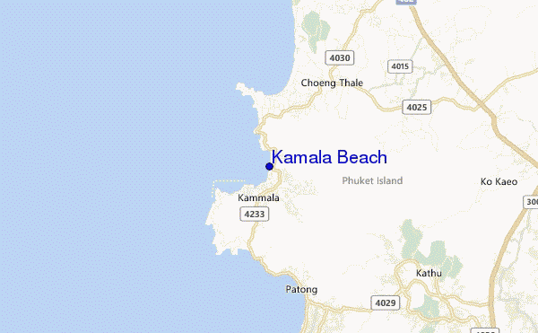 mapa de localização de Kamala Beach