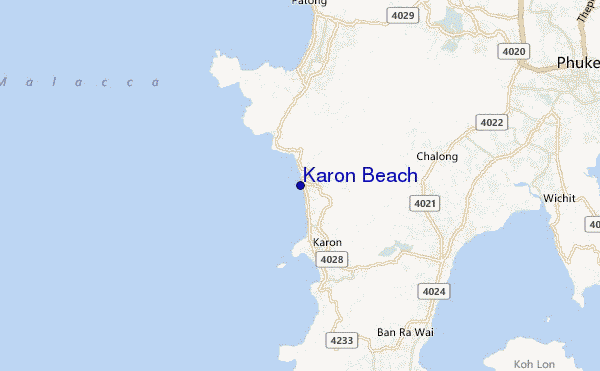 mapa de localização de Karon Beach