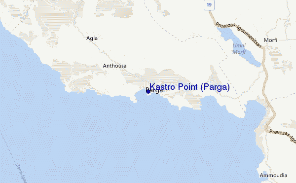 mapa de localização de Kastro Point (Parga)