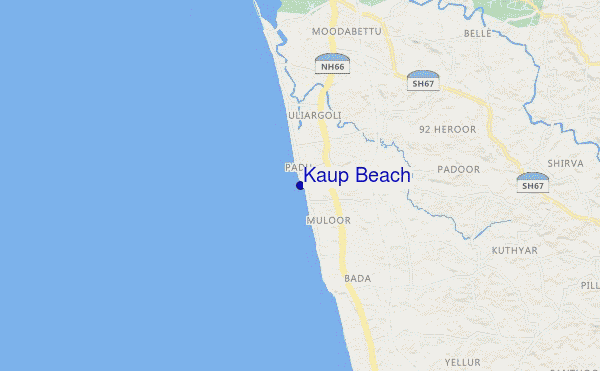 mapa de localização de Kaup Beach