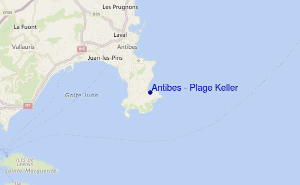 mapa de localização de Antibes - Plage Keller