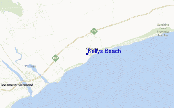 mapa de localização de Kellys Beach