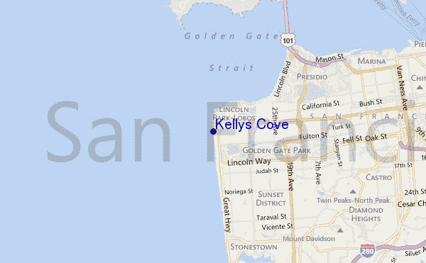 mapa de localização de Kellys Cove