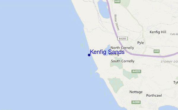 mapa de localização de Kenfig Sands