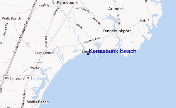 mapa de localização de Kennebunk Beach
