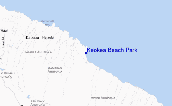 mapa de localização de Keokea Beach Park
