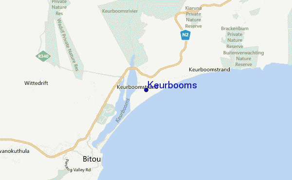 mapa de localização de Keurbooms