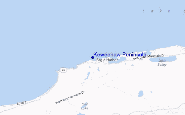 mapa de localização de Keweenaw Peninsula