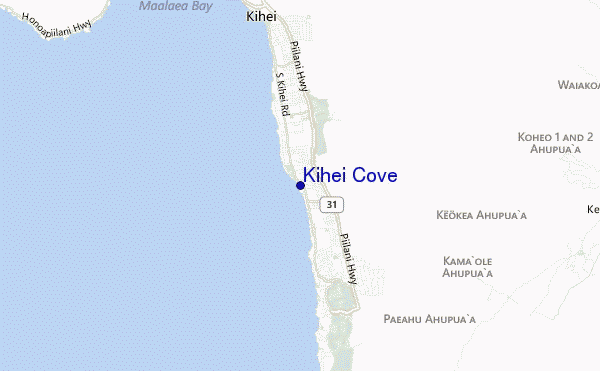 mapa de localização de Kihei Cove
