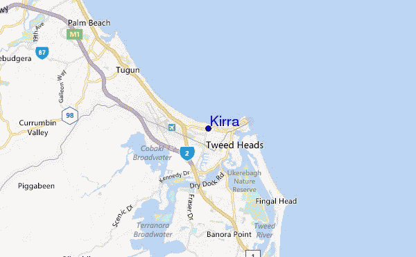 mapa de localização de Kirra
