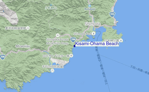 mapa de localização de Kisami-Ohama Beach
