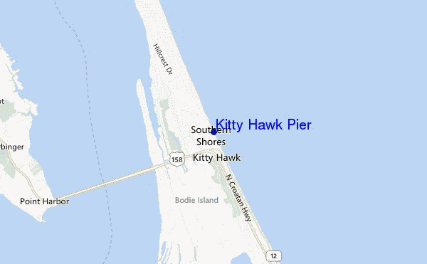 mapa de localização de Kitty Hawk Pier