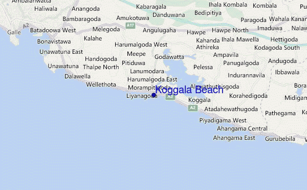 mapa de localização de Koggala Beach