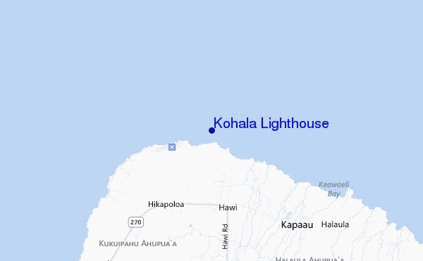 mapa de localização de Kohala Lighthouse