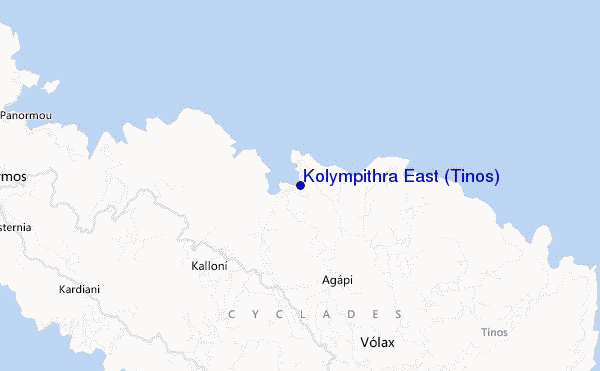 mapa de localização de Kolympithra East (Tinos)
