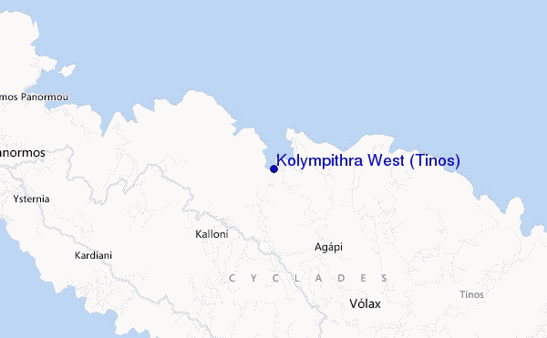 mapa de localização de Kolympithra West (Tinos)