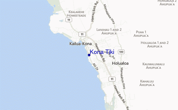 mapa de localização de Kona Tiki