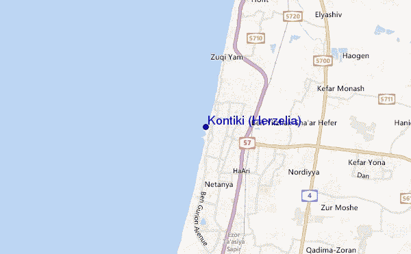 mapa de localização de Kontiki (Herzelia)