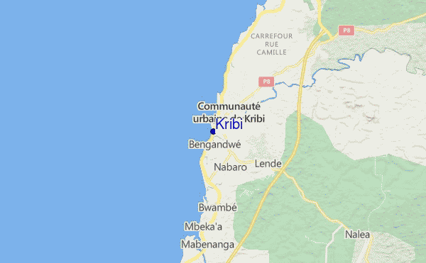 mapa de localização de Kribi