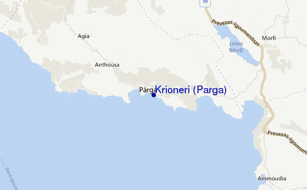 mapa de localização de Krioneri (Parga)