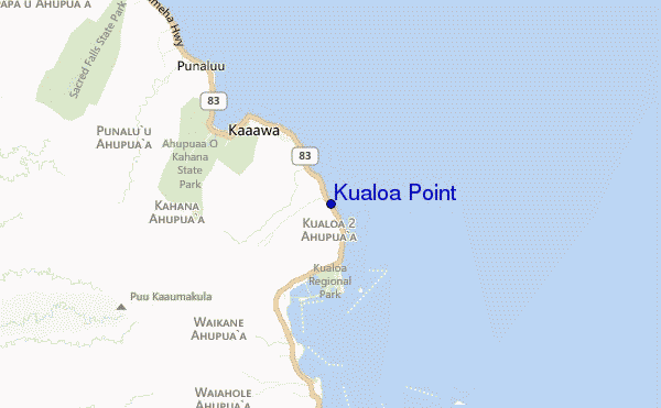 mapa de localização de Kualoa Point