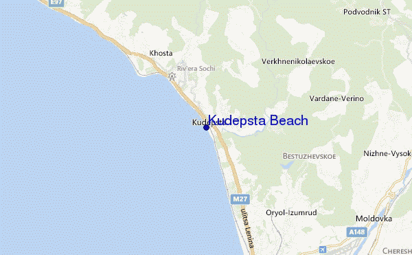 mapa de localização de Kudepsta Beach