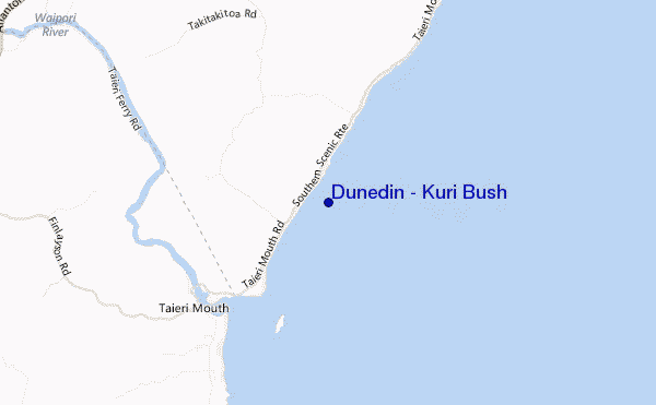 mapa de localização de Dunedin - Kuri Bush