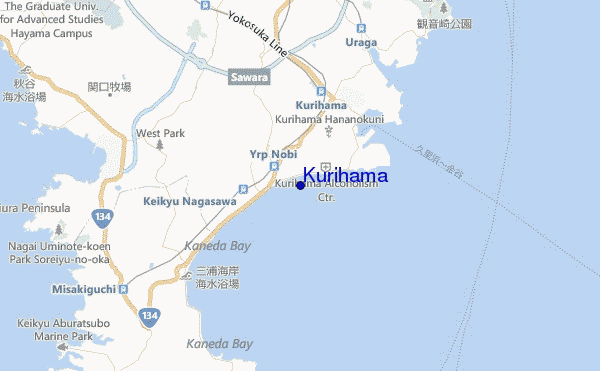 mapa de localização de Kurihama