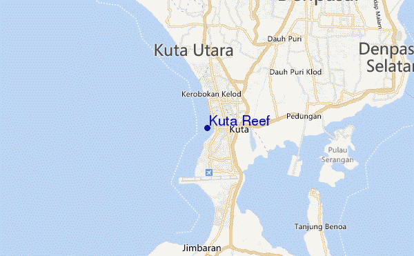 mapa de localização de Kuta Reef