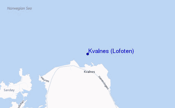 mapa de localização de Kvalnes (Lofoten)
