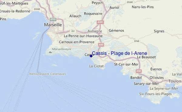 Cassis - Plage de l'Arène Location Map