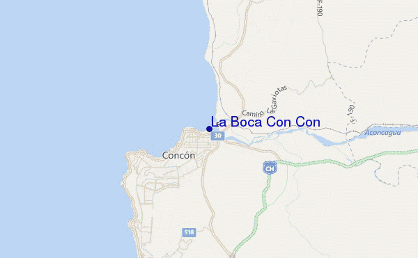 mapa de localização de La Boca Con Con