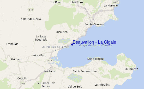 mapa de localização de Beauvallon - La Cigale