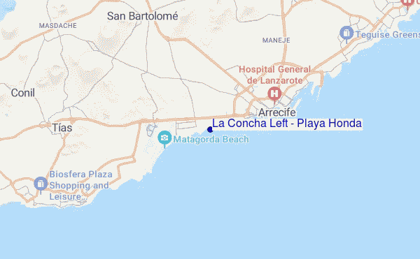 mapa de localização de La Concha Left - Playa Honda