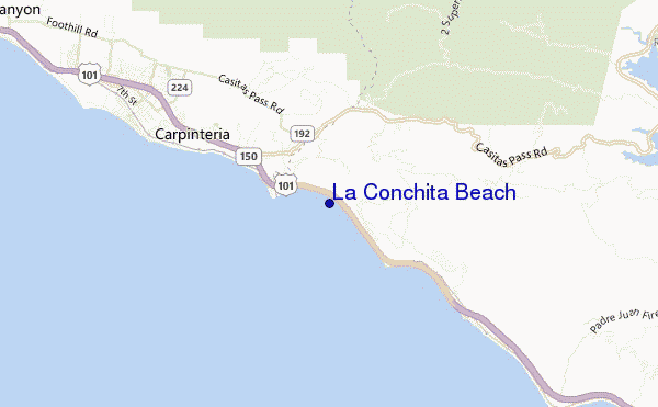 mapa de localização de La Conchita Beach