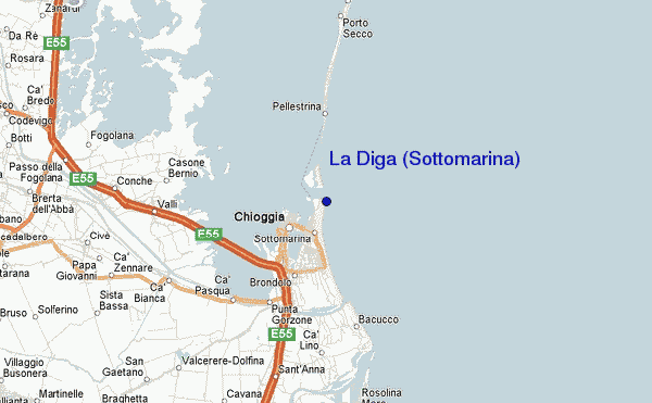 mapa de localização de La Diga (Sottomarina)