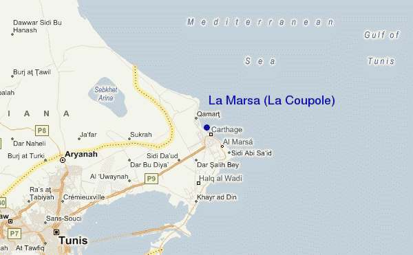 mapa de localização de La Marsa (La Coupole) Tunis