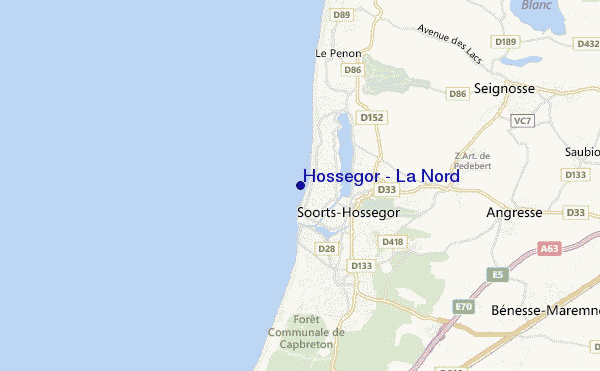 mapa de localização de Hossegor - La Nord