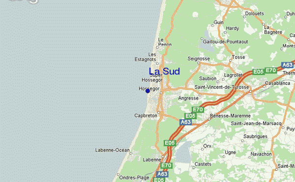 mapa de localização de Hossegor - La Sud