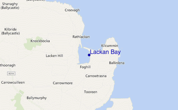 mapa de localização de Lackan Bay