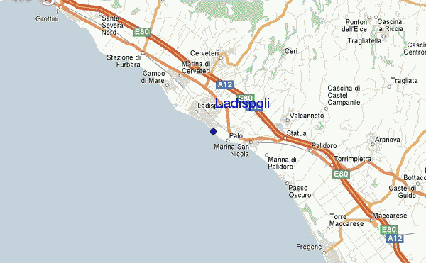 mapa de localização de Ladispoli