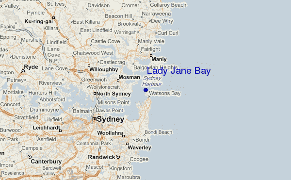 mapa de localização de Lady Jane Bay